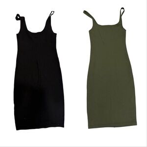 BUNDLE Zara Trafaluc Bodycon Tank Dresses S Black & Olive Fitted Minimalist
A193